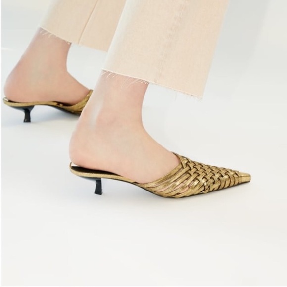 zara gold mules